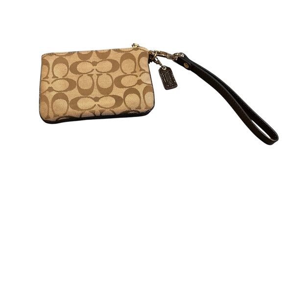 Coach Tan and Brown Wristlet with hang tag